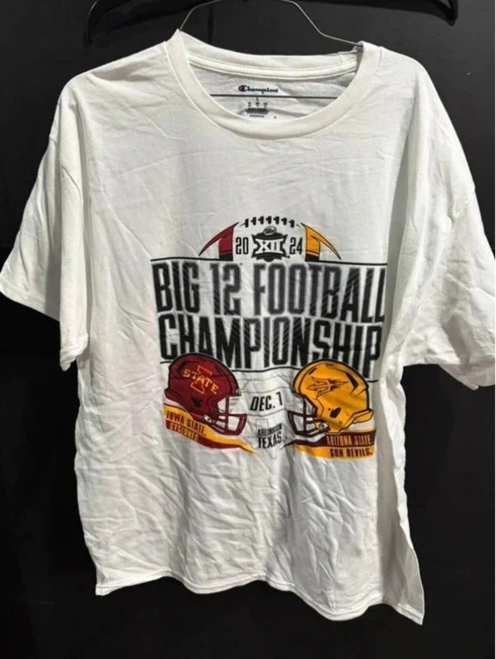 Big 12 Football Championship Graphic Tee with Red and Gold Accents